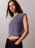 Blue Wool Blend Textured Logo Sweater Vest  Women