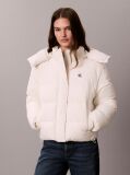 White Short Hooded Puffer Jacket  Women
