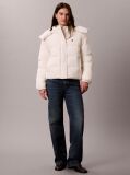 White Short Hooded Puffer Jacket  Women