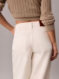 Λευκό Βαμβακερό Παντελόνι Twill Με Φαρδύ Μπατζάκι  Γυναίκα