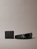 Black Leather Billfold Wallet and Belt Gift Set  Men