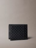 Black Allover Emblem Logo Bifold Wallet with Coin Pouch  Men