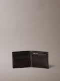 Black Embossed Allover Monogram Bifold Wallet with Coin Pouch  Men