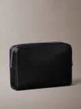 Black Pebbled Signature Logo Wrist Pouch  Men
