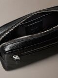 Black Pebbled Signature Logo Wrist Pouch  Men
