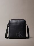 Black Embossed Monogram Logo Reporter Bag  Men