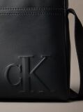Black Embossed Monogram Logo Reporter Bag  Men