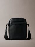 Black Textured Zip Reporter Bag  Men