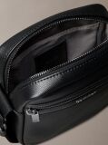 Black Textured Zip Reporter Bag  Men