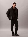 Black Textured Zip Reporter Bag  Men