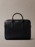 Black Embossed Monogram Logo Laptop Bag  Men
