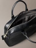 Black Embossed Monogram Logo Laptop Bag  Men