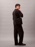 Black Embossed Monogram Logo Laptop Bag  Men