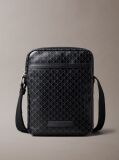 Black Allover Emblem Logo Reporter Bag  Men