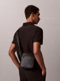 Black Allover Emblem Logo Reporter Bag  Men