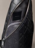 Black Debossed Allover Emblem Logo Sling Bag  Men