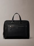 Black Raised Logo Slim Commuter Bag  Men