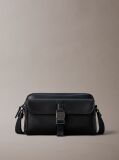 Black Emblem Saffiano Crossbody Camera Bag  Men