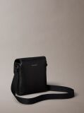 Black Emblem Logo Saffiano Reporter Bag  Men