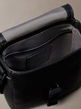 Black Emblem Logo Saffiano Reporter Bag  Men