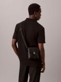 Black Emblem Logo Saffiano Reporter Bag  Men