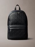 Black Embossed Emblem Logo Trolley Backpack  Men