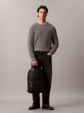 Black Embossed Emblem Logo Trolley Backpack  Men