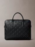 Black Debossed Allover Emblem Logo Commuter Bag  Men