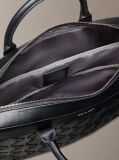 Black Debossed Allover Emblem Logo Commuter Bag  Men