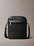 Black Embossed Emblem Logo Reporter Bag  Men