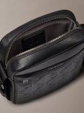 Black Embossed Emblem Logo Reporter Bag  Men