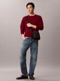 Black Embossed Emblem Logo Reporter Bag  Men