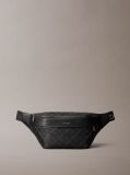 Black Embossed Emblem Logo Bum Bag  Men