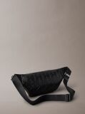 Black Embossed Emblem Logo Bum Bag  Men
