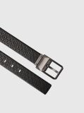 Black Leather Buckle Belt  Men