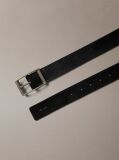 Black Tumbled Leather Belt  Men