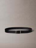 Black Tumbled Leather Belt  Men