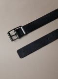 Black Tumbled Leather Belt  Men