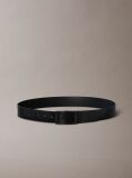 Black Tumbled Leather Belt  Men