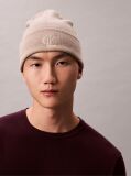 Beige Signature Logo Beanie  Men