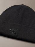 Black Signature Logo Beanie  Men