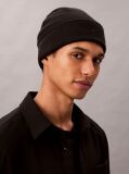 Black Signature Logo Beanie  Men