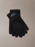 Black Knit Cotton Logo Gloves  Men