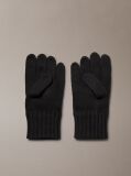 Black Knit Cotton Logo Gloves  Men