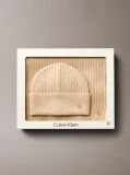 Beige Wool Blend Scarf and Beanie Gift Set  Women