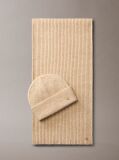 Beige Wool Blend Scarf and Beanie Gift Set  Women
