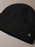 Black Wool Blend Beanie and Gloves Gift Set  Women