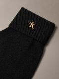 Black Wool Blend Beanie and Gloves Gift Set  Women
