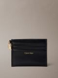 Black Leather Zip Card Holder  Women