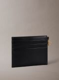 Black Leather Zip Card Holder  Women
